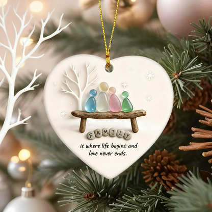 🌊Heart Sea Glass Family Ornament