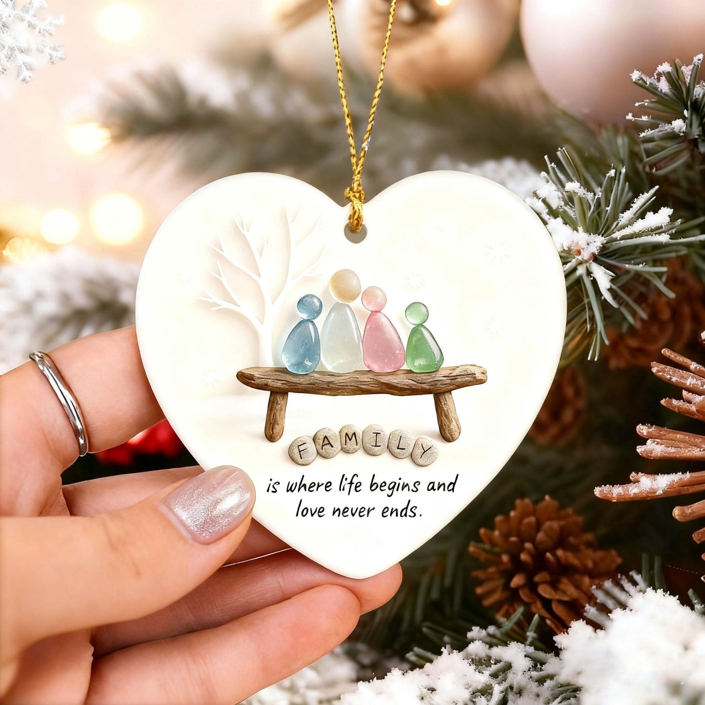 🌊Heart Sea Glass Family Ornament