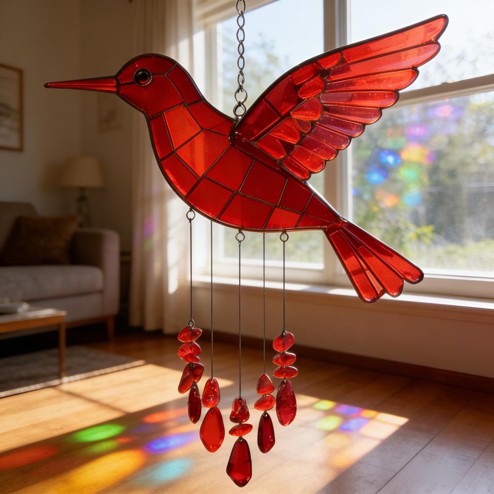 🌬️Sea Glass Rainbow Bird Wind Chime🌈
