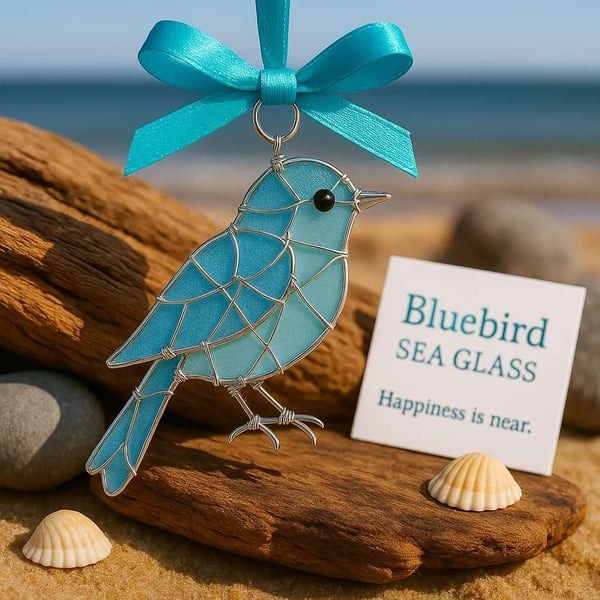 🌊Handmade Sea Glass Bird Acrylic Ornament