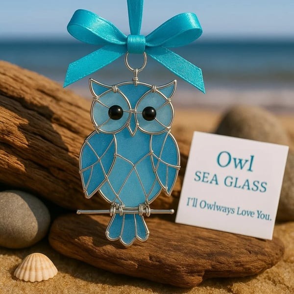 🌊Handmade Sea Glass Bird Acrylic Ornament