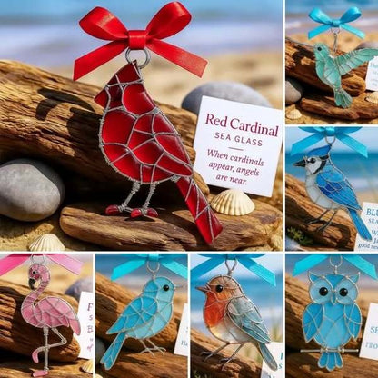 🌊Handmade Sea Glass Bird Acrylic Ornament