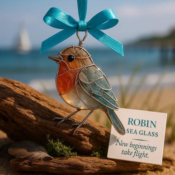 🌊Handmade Sea Glass Bird Acrylic Ornament